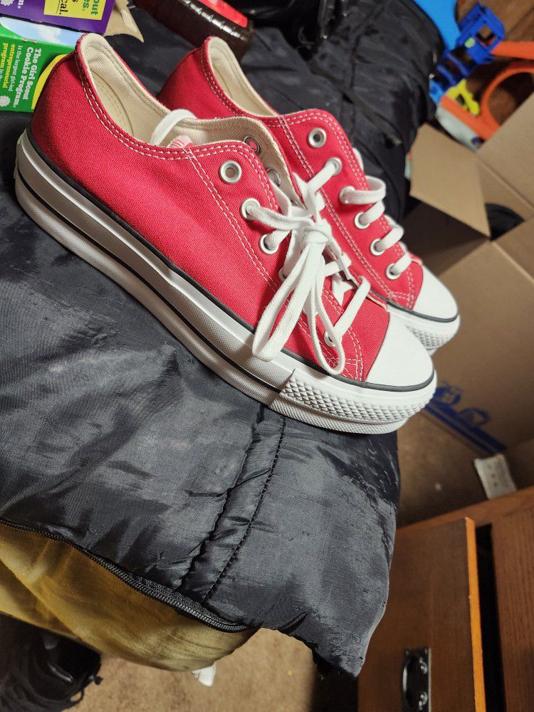 Red And White Thick Sole Converse 