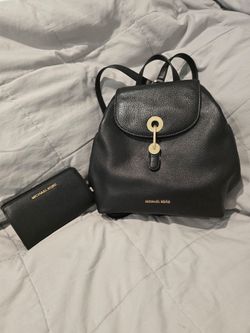 Michael Kors Black Leather Backpack with wallet