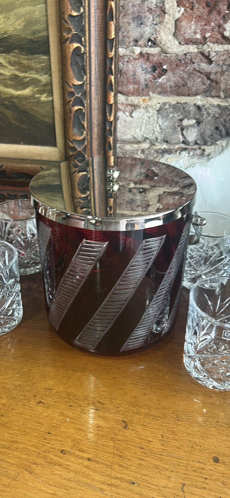 Beautiful red ruby crystal ice bucket