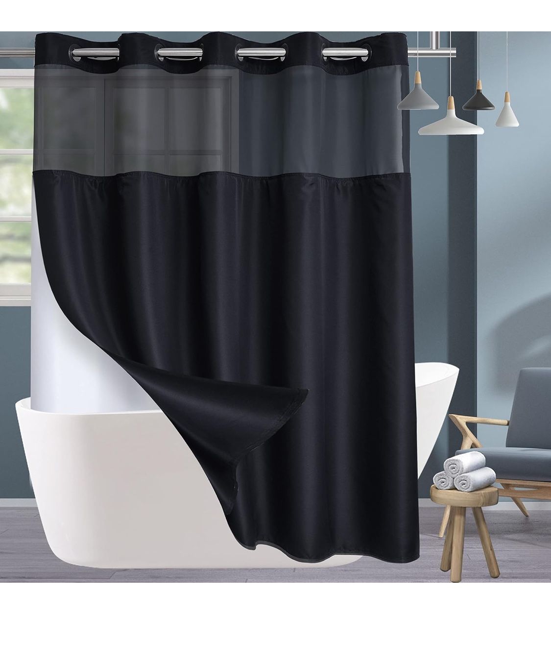 Hookless shower curtain