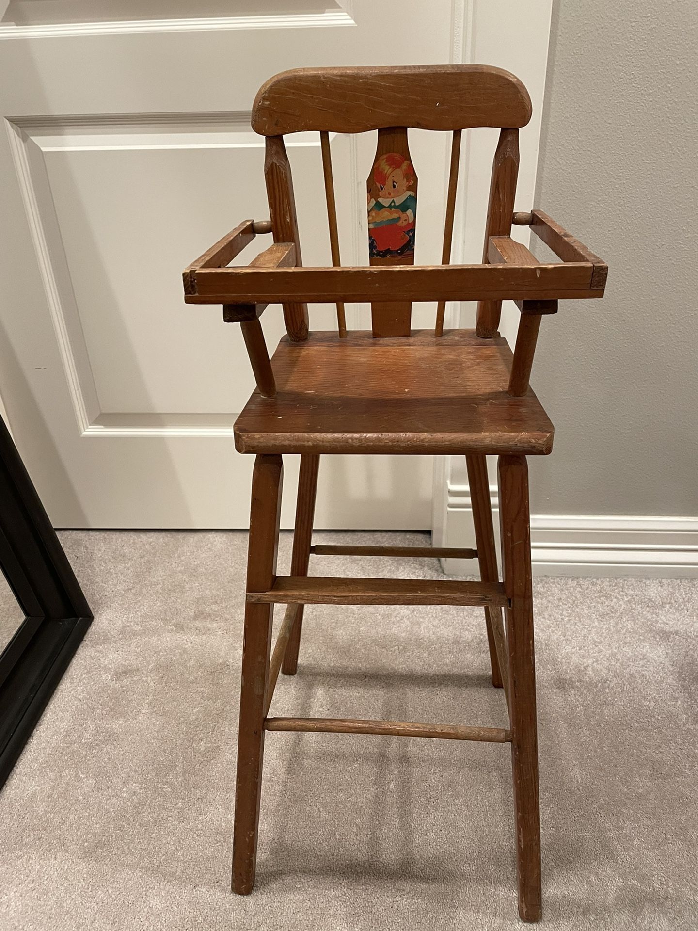 Vintage wooden Baby doll highchair 30”H 13”W