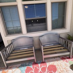 Toddler bed turned into two chairs