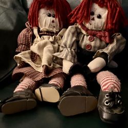 Vintage Diane Ahler Raggedy Ann & Andy Dolls. 