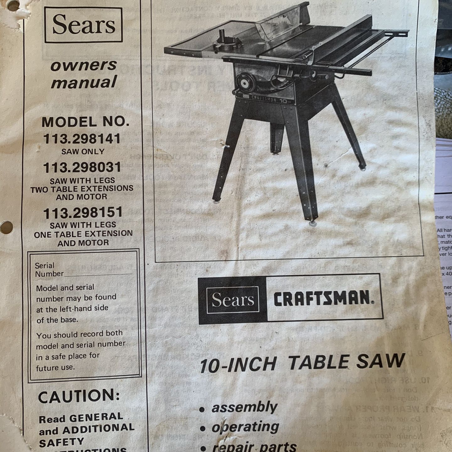 Sears Craftsman 10” Table Saw