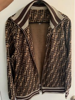 Brown monogram track jacket, size XL, heavy material, authenticity unknown