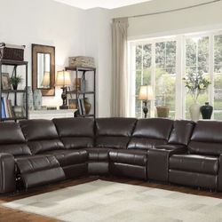 ‼️Big Sale Lowest Priced‼️ Saul Power Leather Recliner Sectional W/USB(3 Colors)