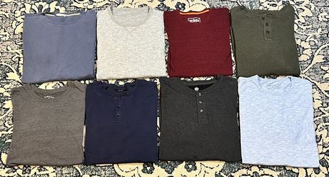 Lot of 8 Men’s Size Extra Large (XL) Long Sleeve Henley’s and T-Shirts. In Great Condition! 