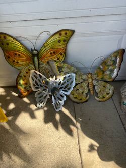 3D metal butterfly wall art sculptures set