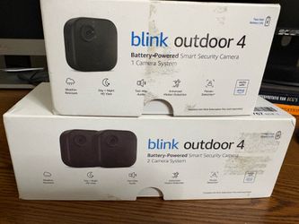 Blink Outdoor  4th Gen Add-on Camera WiFi Security HD Cam  Includes hardware and batteries  4x cameras  2x sync modules