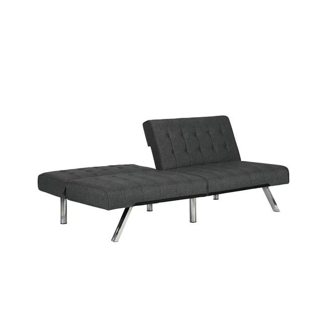 SECTIONAL FUTON SOFA BED WITH CONVERTIBLE CHAISE LOUGER, GRAY LINEN