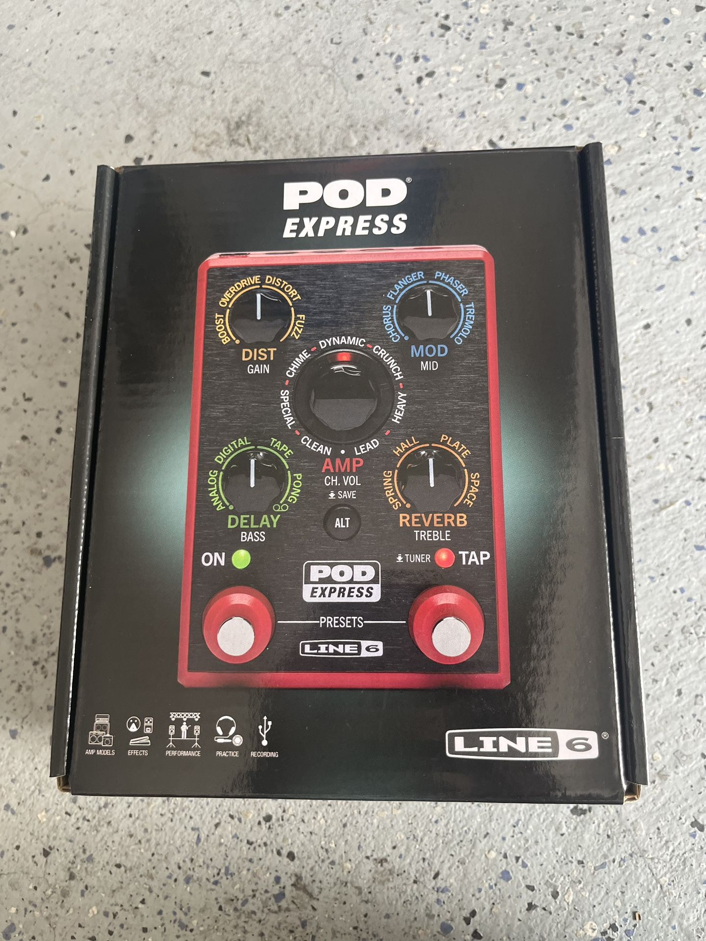 Line 6 POD Express Guitar Effects Processor Pedal Red Excellent Condition