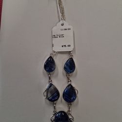 STERLING SILVER ART GLASS NECKLACE 