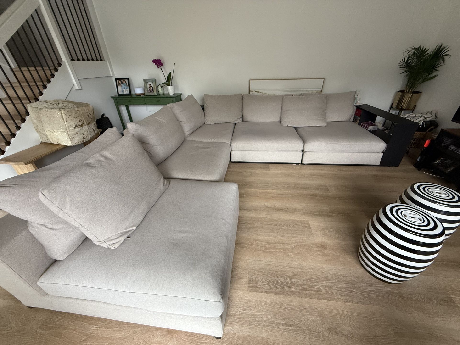 Sectional L Shape Linen Couch 