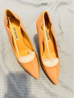 JOY IN LOVE Women's Nude Patent Leather Pointed Toe Stiletto Pumps US 7.5