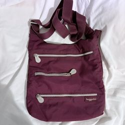 Baggallini Red Maroon Triple Zip Crossbody Bag