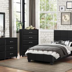 4PC Black Twin Bedroom Set 