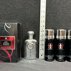 Giorgio Beverly Hills Vintage Empty Chrome Cologne Bottle w/ Box & Shaving Foam