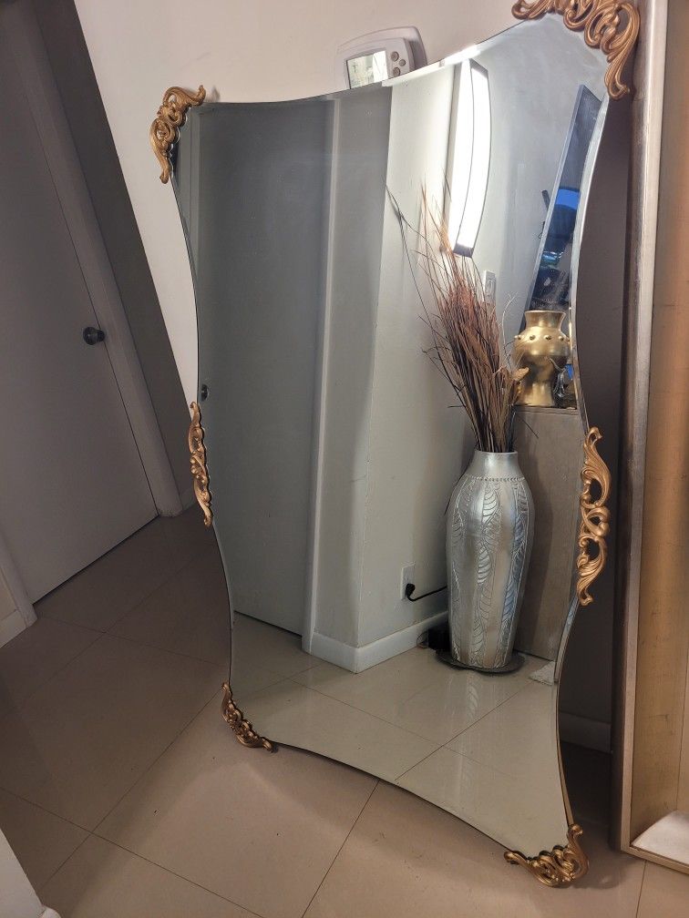 Antique Brass Mirror with Ends 63in x 37in