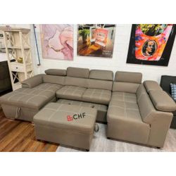 Larger  Sleeper Sectional Sofa With Storage Chaise 