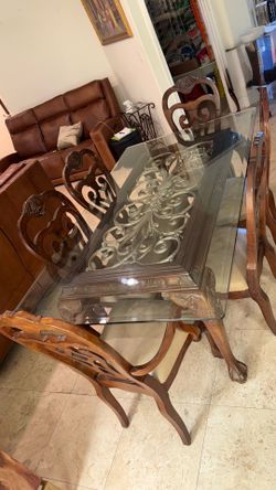 Dining table and six chairs