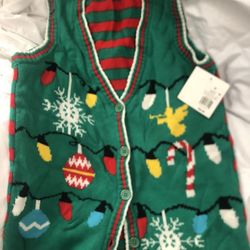 Brand New With Tags Christmas Sweater Vest  /glasses 