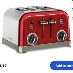 **Move Out Sale** Cuisinart Toasters 4 Slice Metal Classic Red Toaster