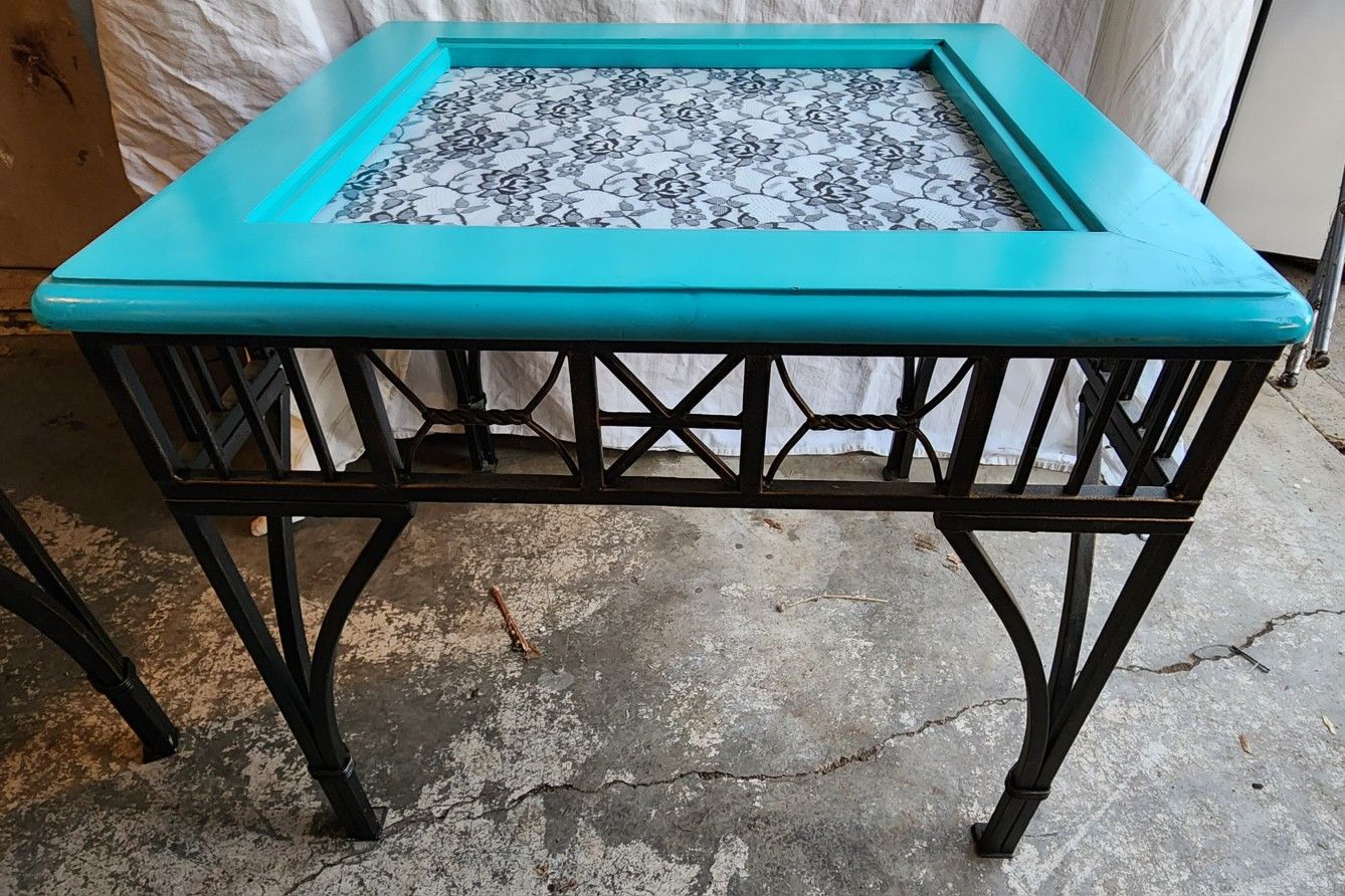 2 Turquoise Wood & Wrought Iron End Table Completely customizable for Sale in Vancouver, WA