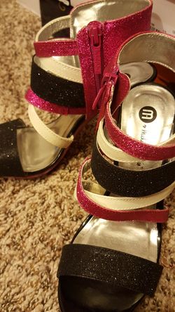 Fancy glitter white pink black heels stilettos size 7