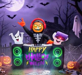 Pumpkin Head Dj Halloween 6ft Inflatable