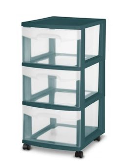 Sterlite plastic 3 drawer cart teal color (2 for $20)