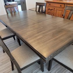Rustic Brown Dining Table With Butterfly Extension And With Chairs 