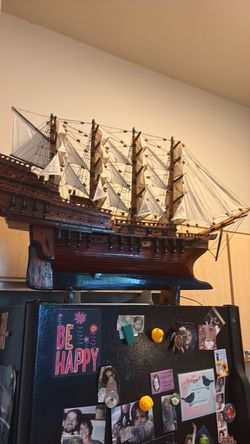 Cool wooden ship that lights up from the inside