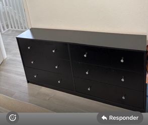 Black 6-Drawer Dresser – Modern Storage Cabinet