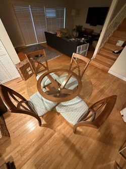 Solid wood and glass dining table