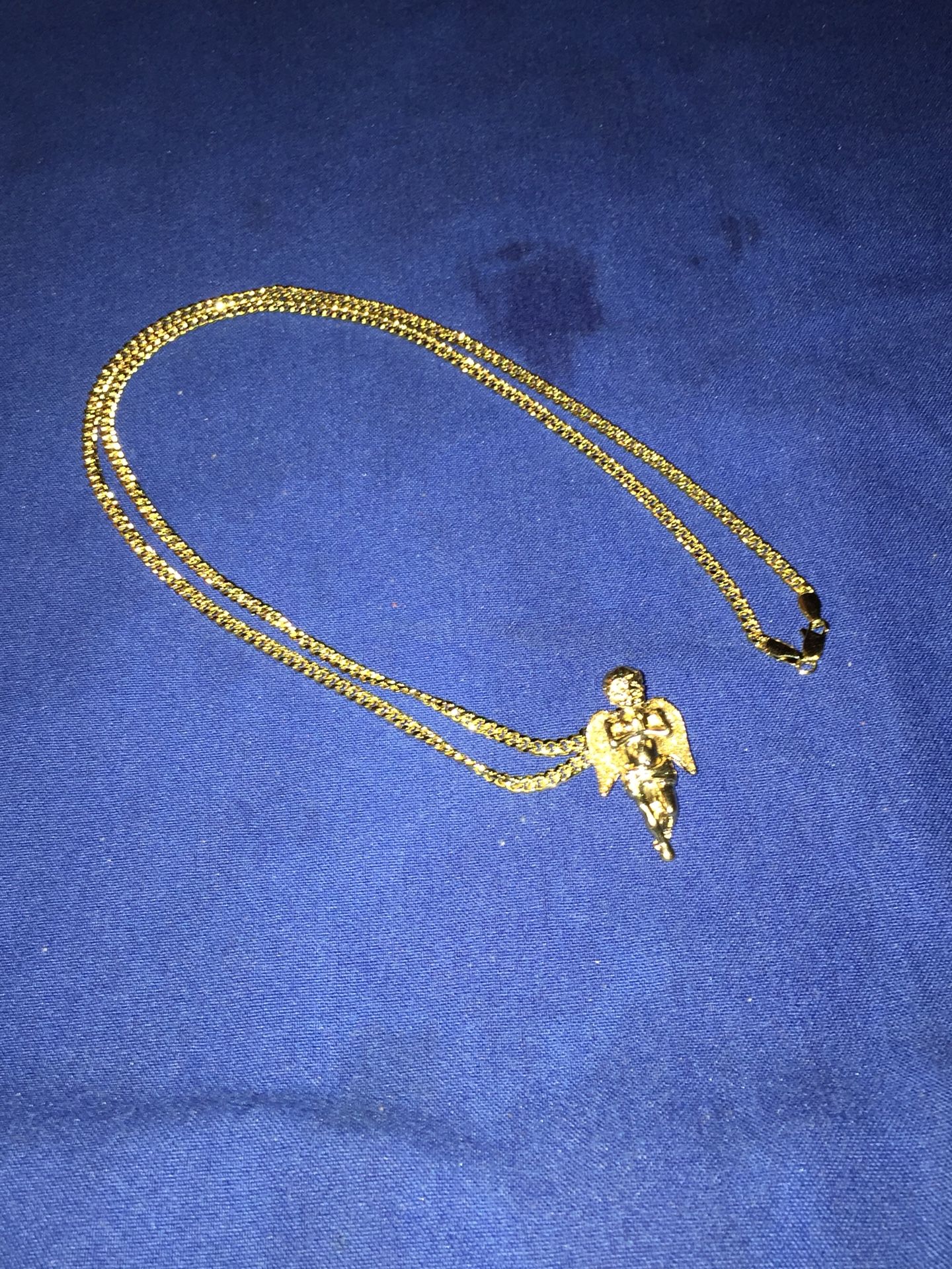 22Inch 14K Gold Chain W/ Angel pendent”