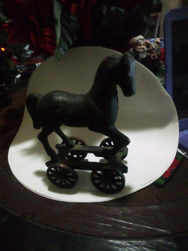 Vintage Cast Iron Horse Pull Toy