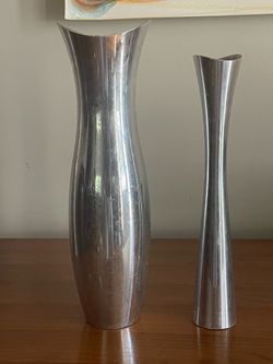 Nambé Silver Vase Set (2) — Modern Sculptural Design