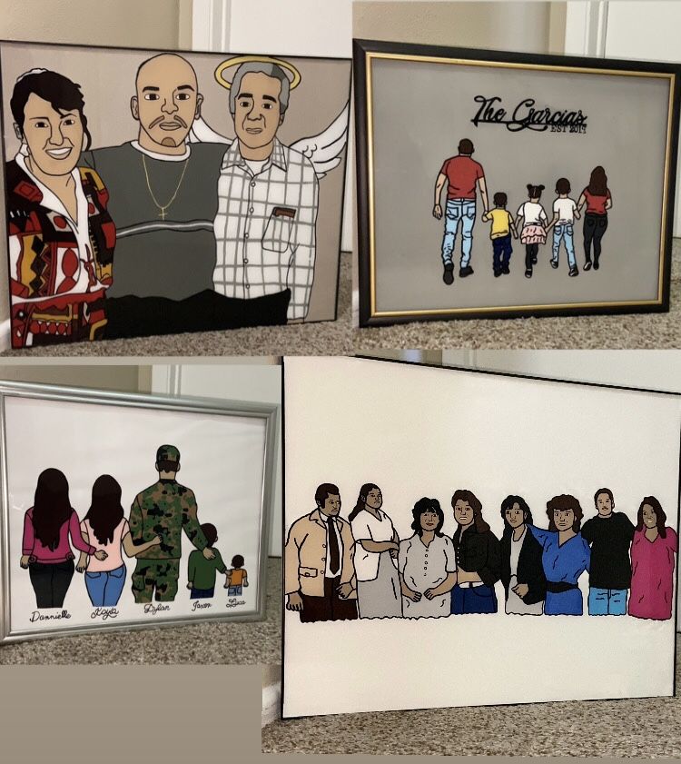 Glass Paintings Family, Friends, Pets, Anime & Cartoon Portraits Available LOCATED IN COVINA