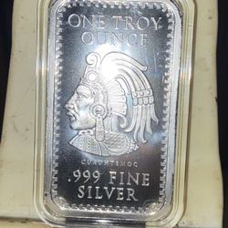 1 oz .999 Fine Silver Aztec Calendar Silver Bar IN A CAPSULE * FREE SHIPPING USA