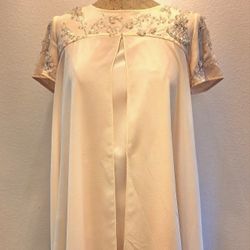 Blush Empire Beaded Chiffon Dress