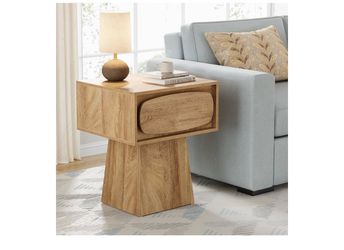 New in a sealed box Tribesigns Side Table with Drawer, Simple Sofa Table, Bedside Table with Oval Handle for Living Room, Bedroom, Dormitory, Brown, 5