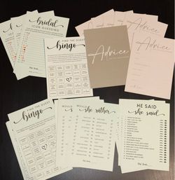 Bridal Shower Games and Wedding Advice Cards
