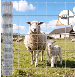 Farm Fence 4ft x 180ft, 16 Gauge Heavy Duty Hot Dip Galvanized Wire Fence, Sheep Duck Pig Cattle Wire Fencing for Yard, Garden, and Livestock Enclosur