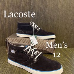 LACOSTE / COMFORTABLE Athletic Boots Casual Shoes w/ White soles KICKS / Men’s 12 / Brand New w/ Box!! / Brown White & Teal