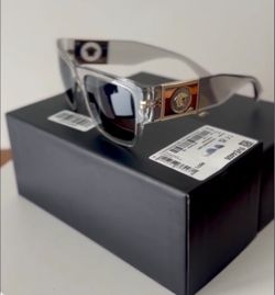 Versace Square Sunglasses Clear Frame Medusa