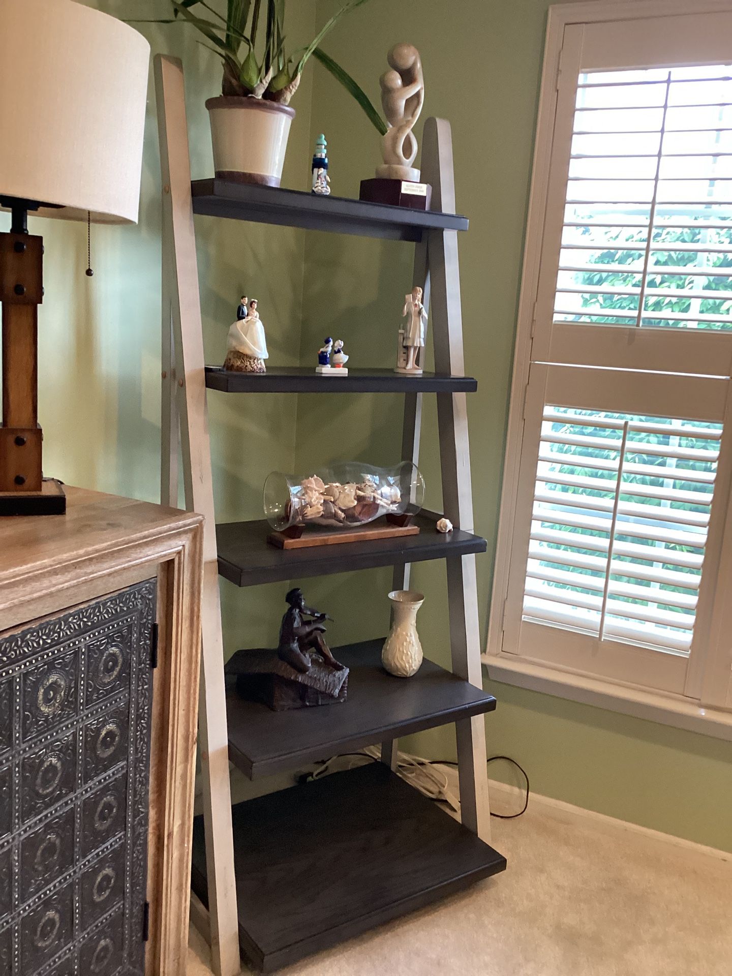 Grey Ladder Shelf Rack