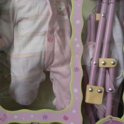 New-Baby doll with stroller gift set