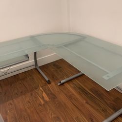 Glass desk l shape 6’x7’