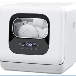 Countertop Dishwasher, 28 Pieces Dishes/Cycle, 6 Washing Programs&Hot Drying, Dish Washer with 360°Dual Spray, with Child Lock&Delayed Start, Portable