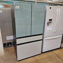 French Door Refrigerator 36 Inch Wide Samsung Bespoke With Glass Panels